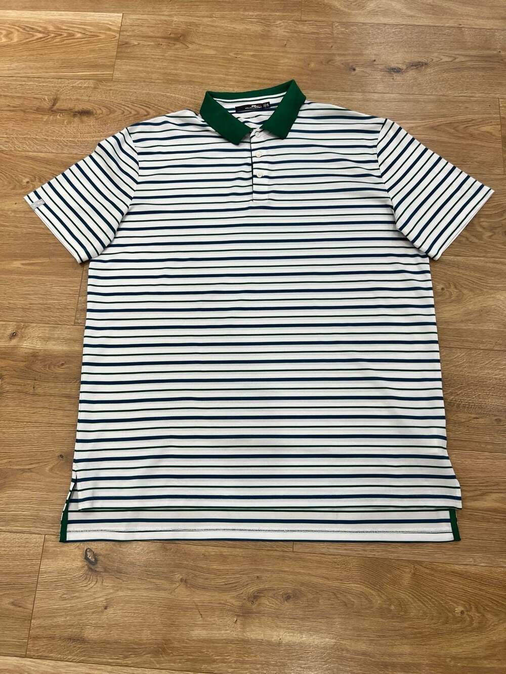 RLX Ralph Lauren Performance Golf Polo Shirt Green and Blue Striped Men's XXL